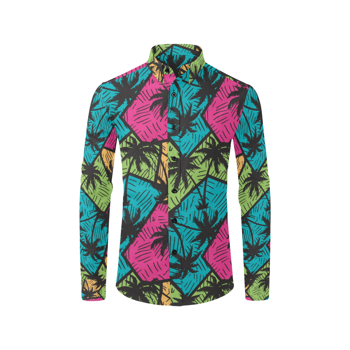 Palm Tree Pattern Print Design PT09 Men's Long Sleeve Shirt