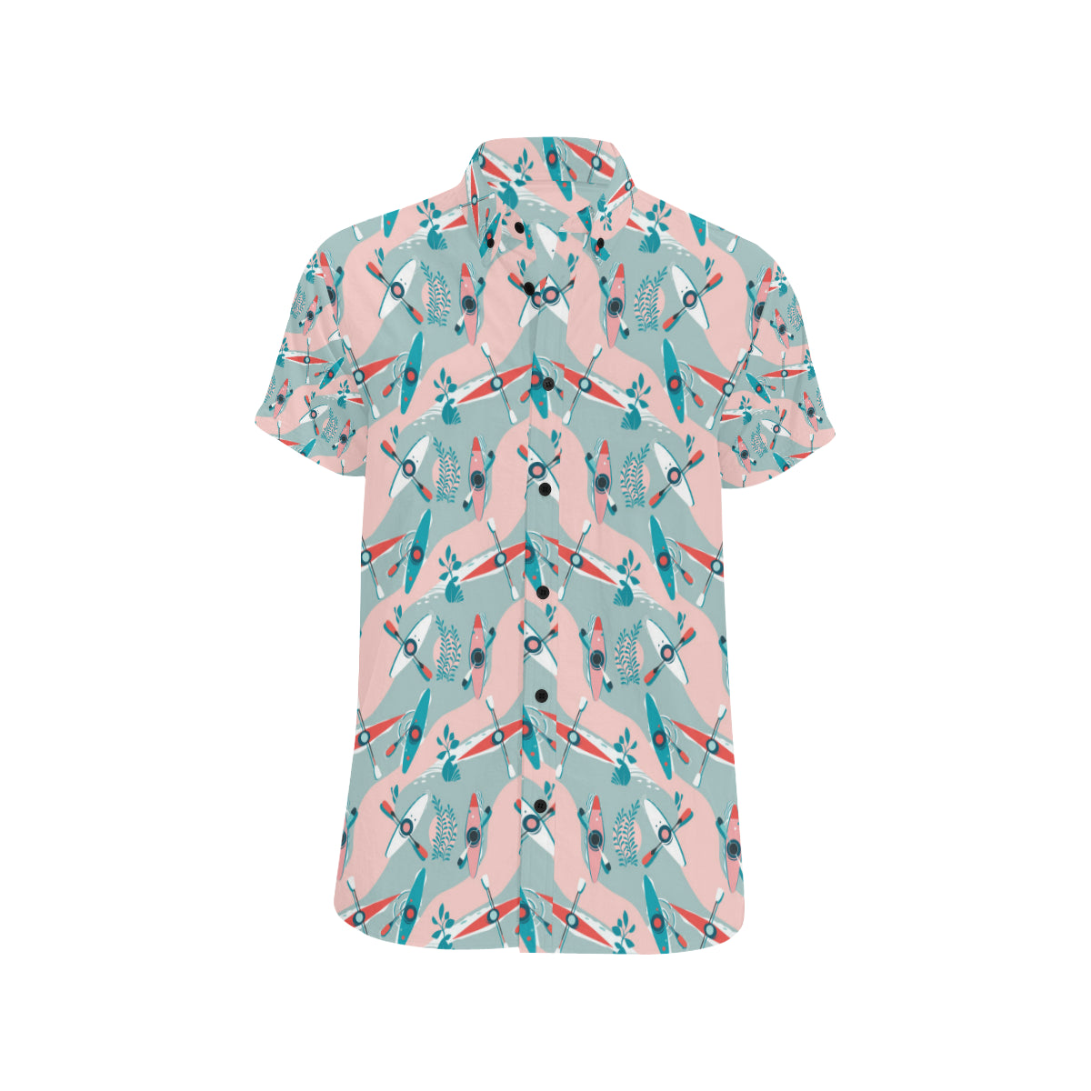 Kayak Pattern Print Design 05 Men's Short Sleeve Button Up Shirt