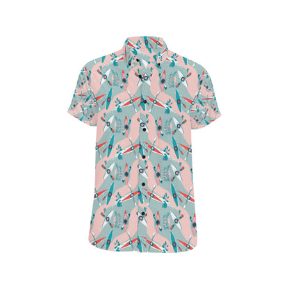 Kayak Pattern Print Design 05 Men's Short Sleeve Button Up Shirt