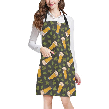Beer Iris Pattern Print Design 02 Apron with Pocket