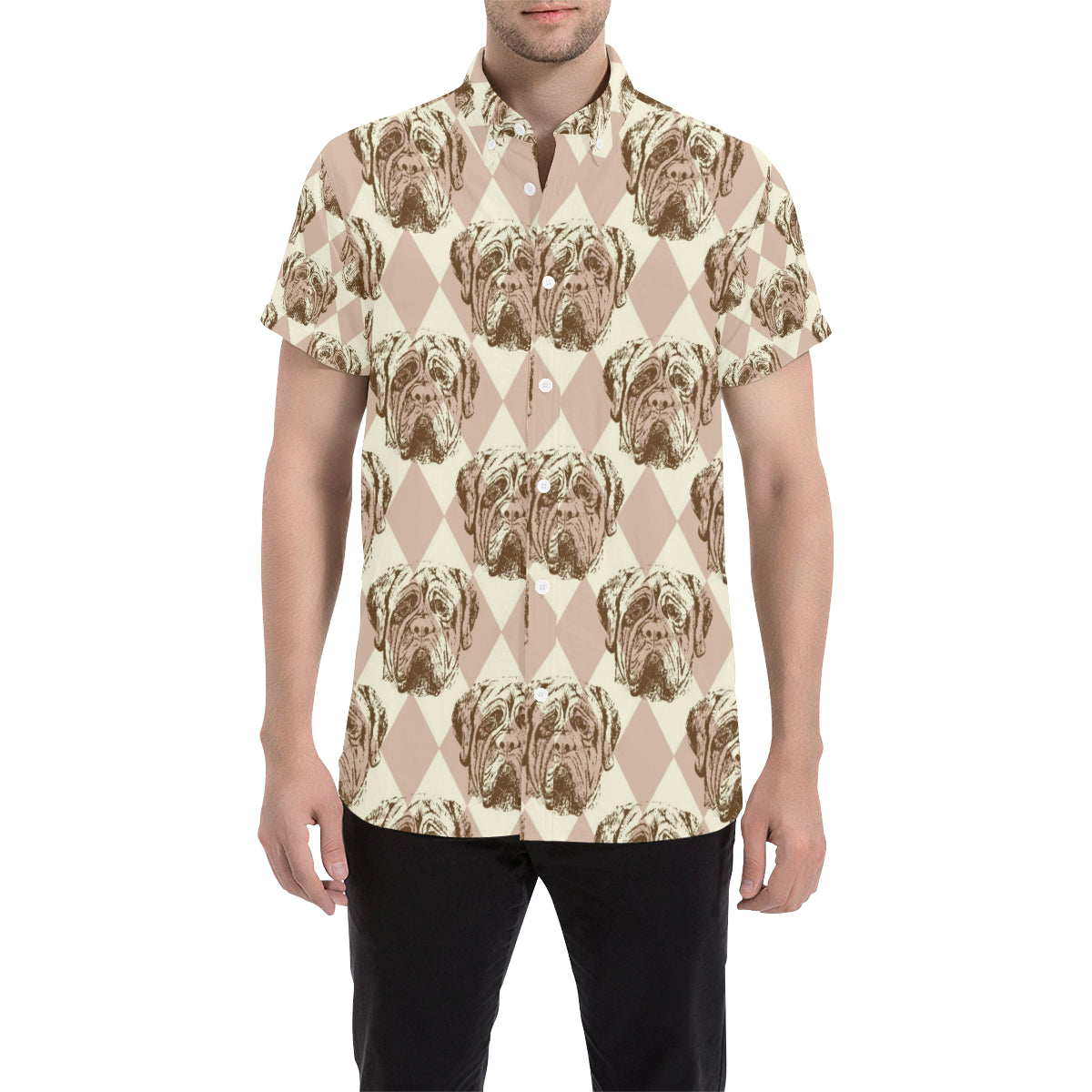 Mastiffs Pattern Print Design 01 Men's Short Sleeve Button Up Shirt
