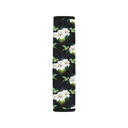 Hummingbird with Flower Pattern Print Design 03 Car Seat Belt Cover