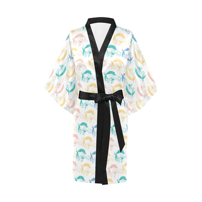 Armadillo Pattern Print Design 05 Women's Short Kimono