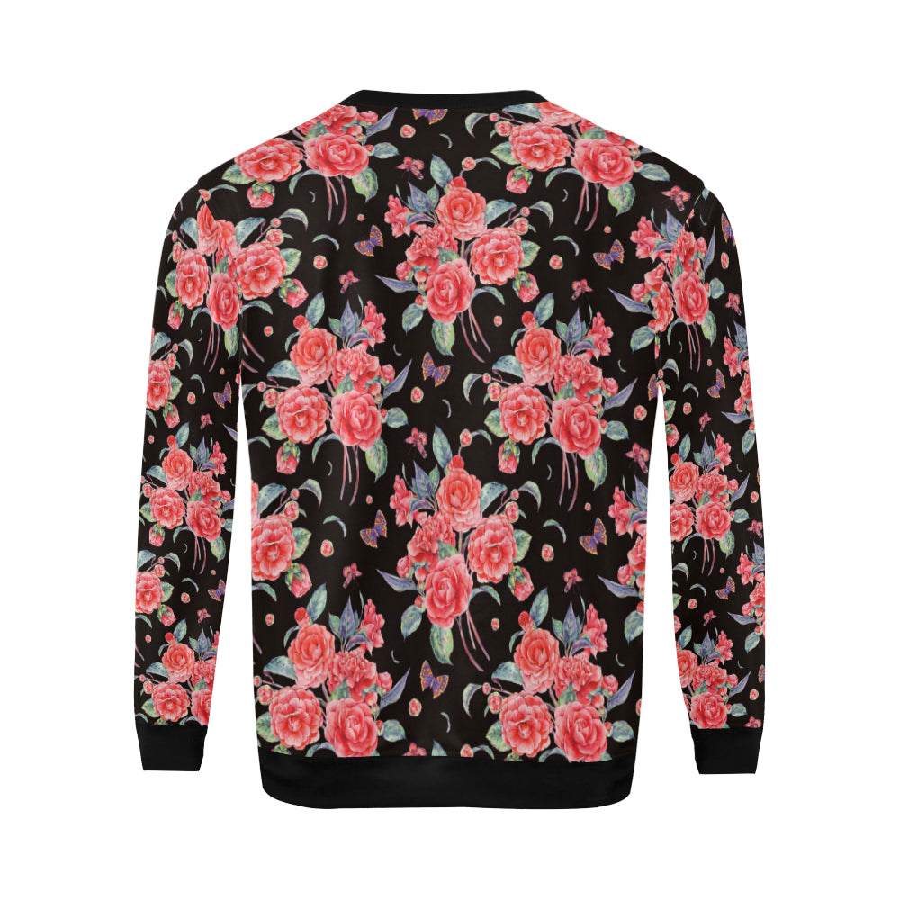 Camellia Pattern Print Design CM03 Men Long Sleeve Sweatshirt