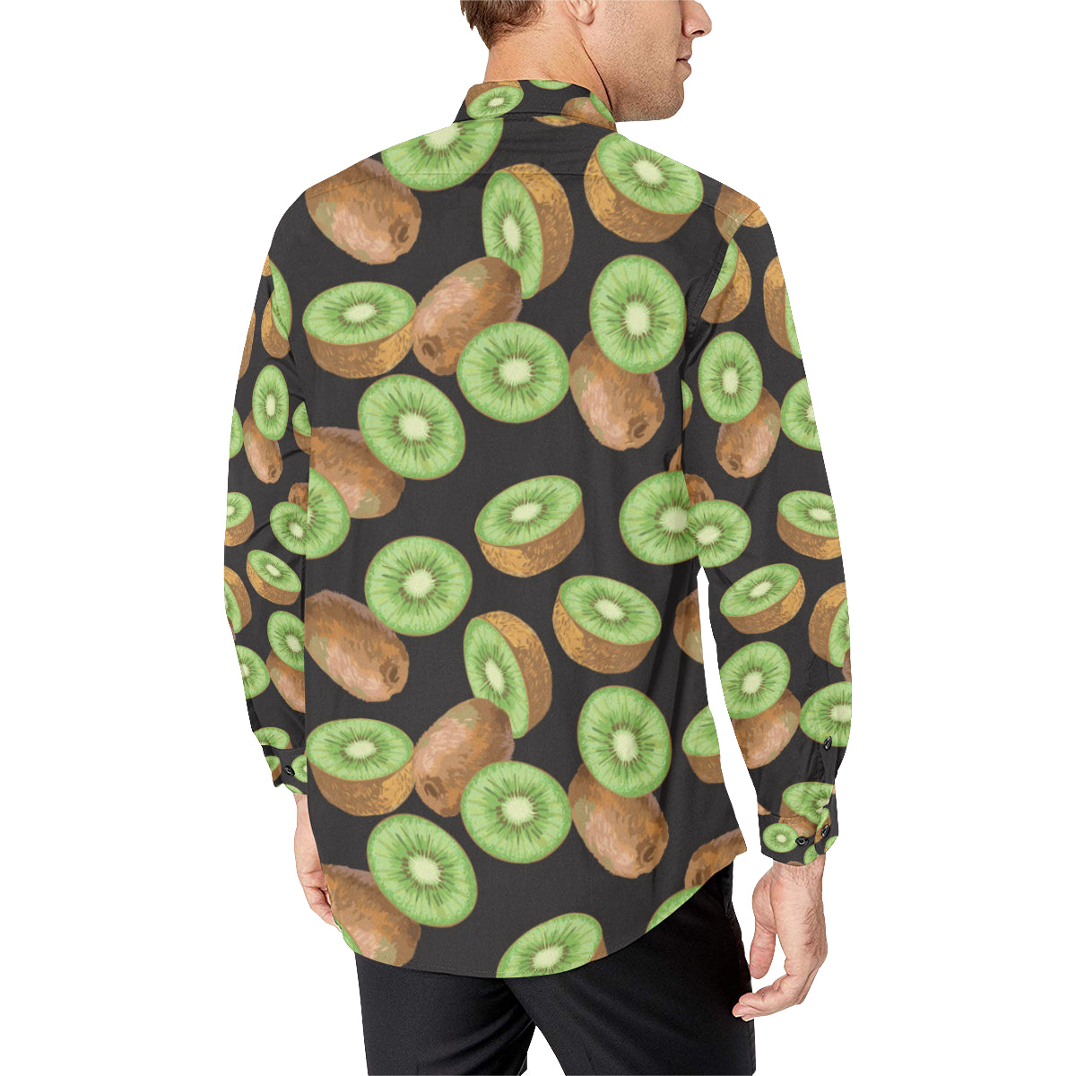 Kiwi Pattern Print Design KW03 Men's Long Sleeve Shirt