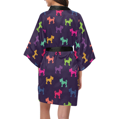 Schnauzers Pattern Print Design A05 Women's Short Kimono