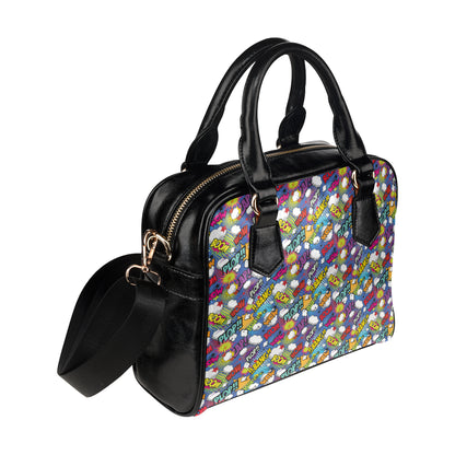 Comic Book Pattern Print Design 02 Shoulder Handbag
