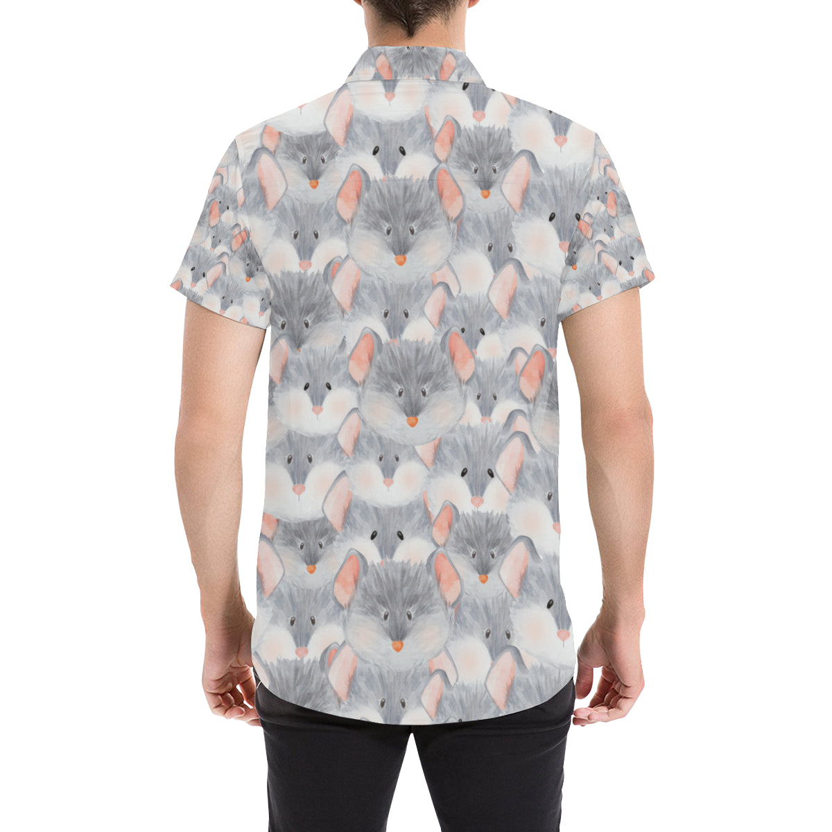 Rat Baby Pattern Print Design 02 Men's Short Sleeve Button Up Shirt