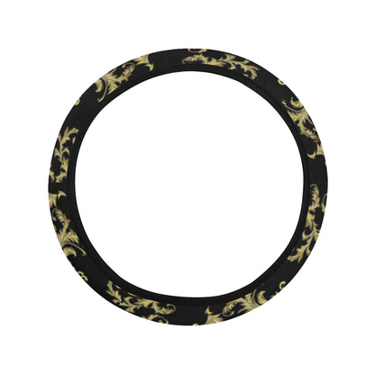Baroque Golden Pattern Print Design 01 Steering Wheel Cover with Elastic Edge