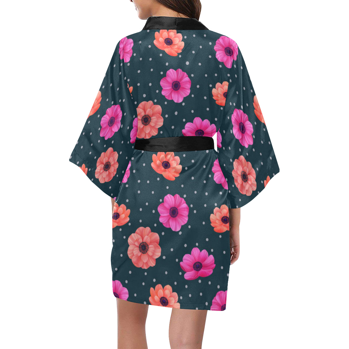 Anemone Pattern Print Design AM08 Women's Short Kimono