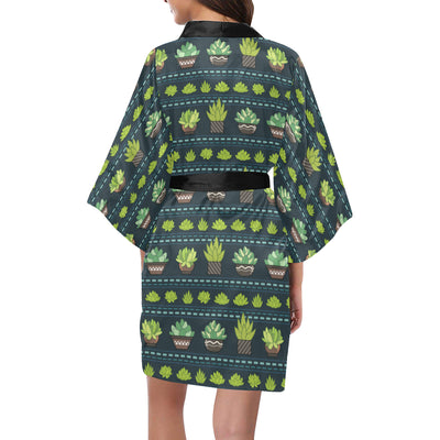 Cactus Pattern Print Design 07 Women's Short Kimono