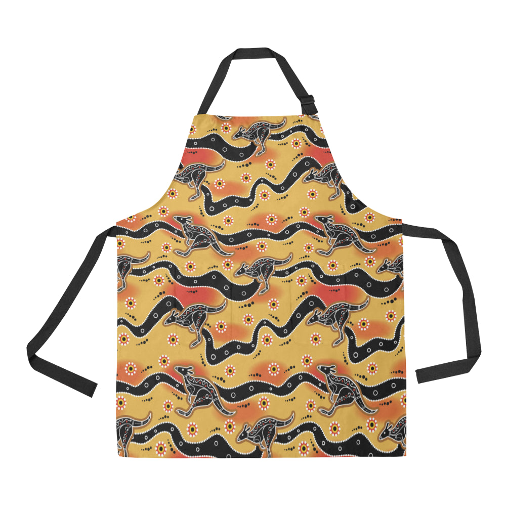 Kangaroos Aboriginal  Pattern Print Design 06 Apron with Pocket