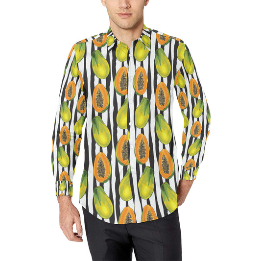 Papaya Pattern Print Design PP01 Men's Long Sleeve Shirt