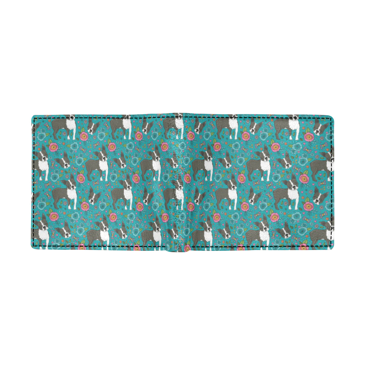 Boston Terrier Pattern Print Design 07 Men's ID Card Wallet