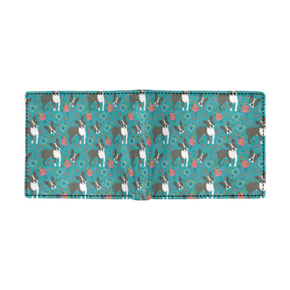 Boston Terrier Pattern Print Design 07 Men's ID Card Wallet
