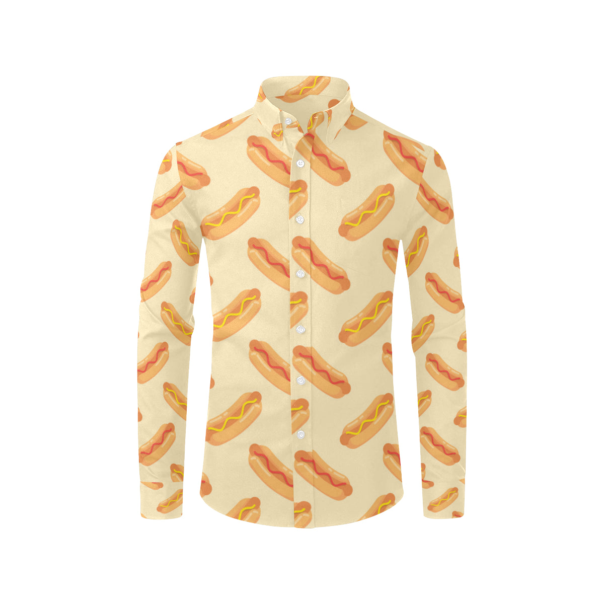 Hot Dog Pattern Print Design 05 Men's Long Sleeve Shirt