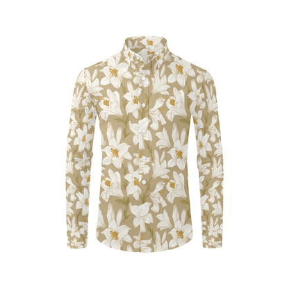 Lily Pattern Print Design LY07 Men's Long Sleeve Shirt
