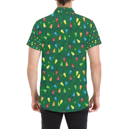 Christmas Light Pattern Print Design 02 Men's Short Sleeve Button Up Shirt
