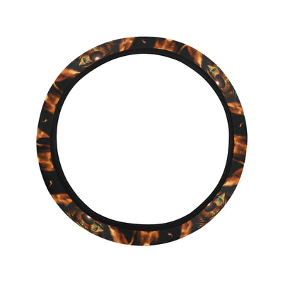 Eye of Horus in Flame Print Steering Wheel Cover with Elastic Edge