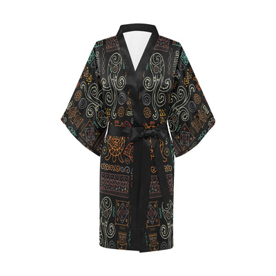 Polynesian Pattern Print Design A04 Women's Short Kimono