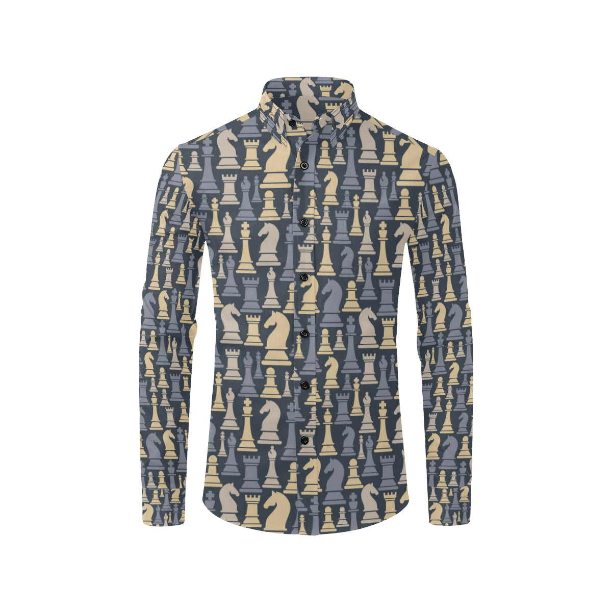 Chess Pattern Print Design 04 Men's Long Sleeve Shirt