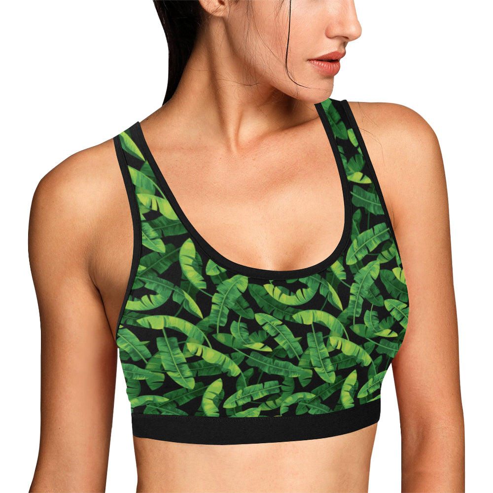 Banana Leaf Pattern Print Design 02 Sports Bra