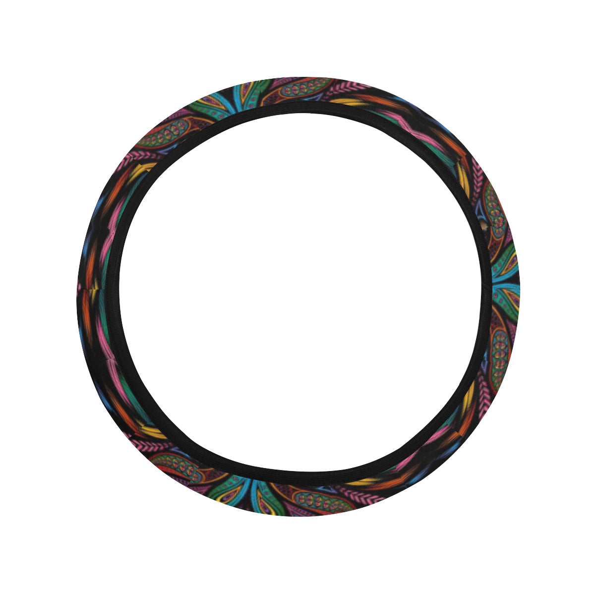 Colorful Art Wolf Steering Wheel Cover with Elastic Edge