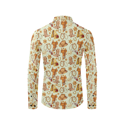 Western Cowboy Design Pattern Men's Long Sleeve Shirt