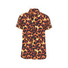 Flame Fire Themed Print Men's Short Sleeve Button Up Shirt