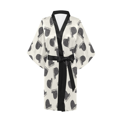 Piano Pattern Print Design 04 Women's Short Kimono