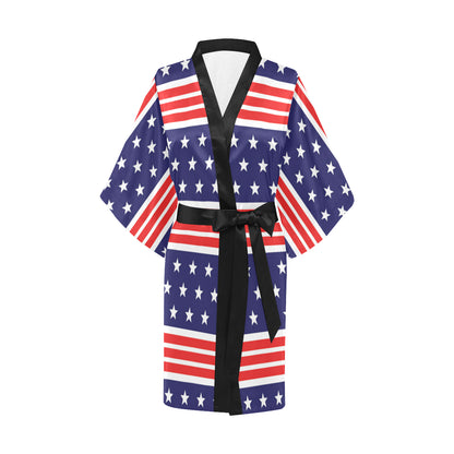 Patriotic Pattern Print Design A04 Women's Short Kimono