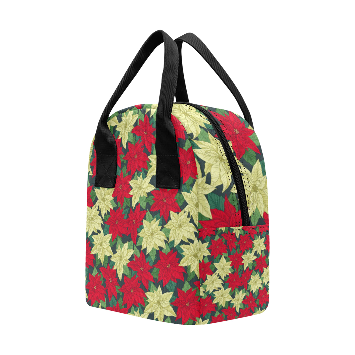 Poinsettia Pattern Print Design POT06 Insulated Lunch Bag