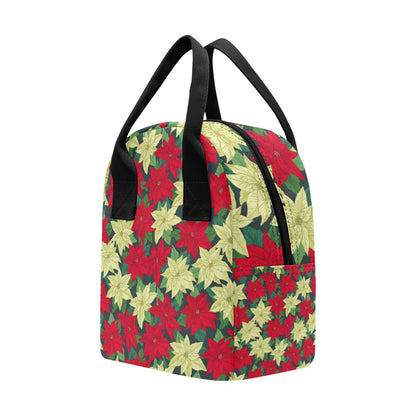 Poinsettia Pattern Print Design POT06 Insulated Lunch Bag