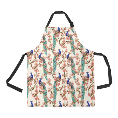 Cherry Blossom Peacock Apron with Pocket