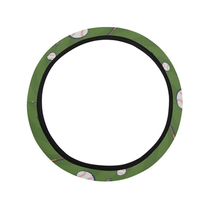 Baseball Pattern Print Design 02 Steering Wheel Cover with Elastic Edge