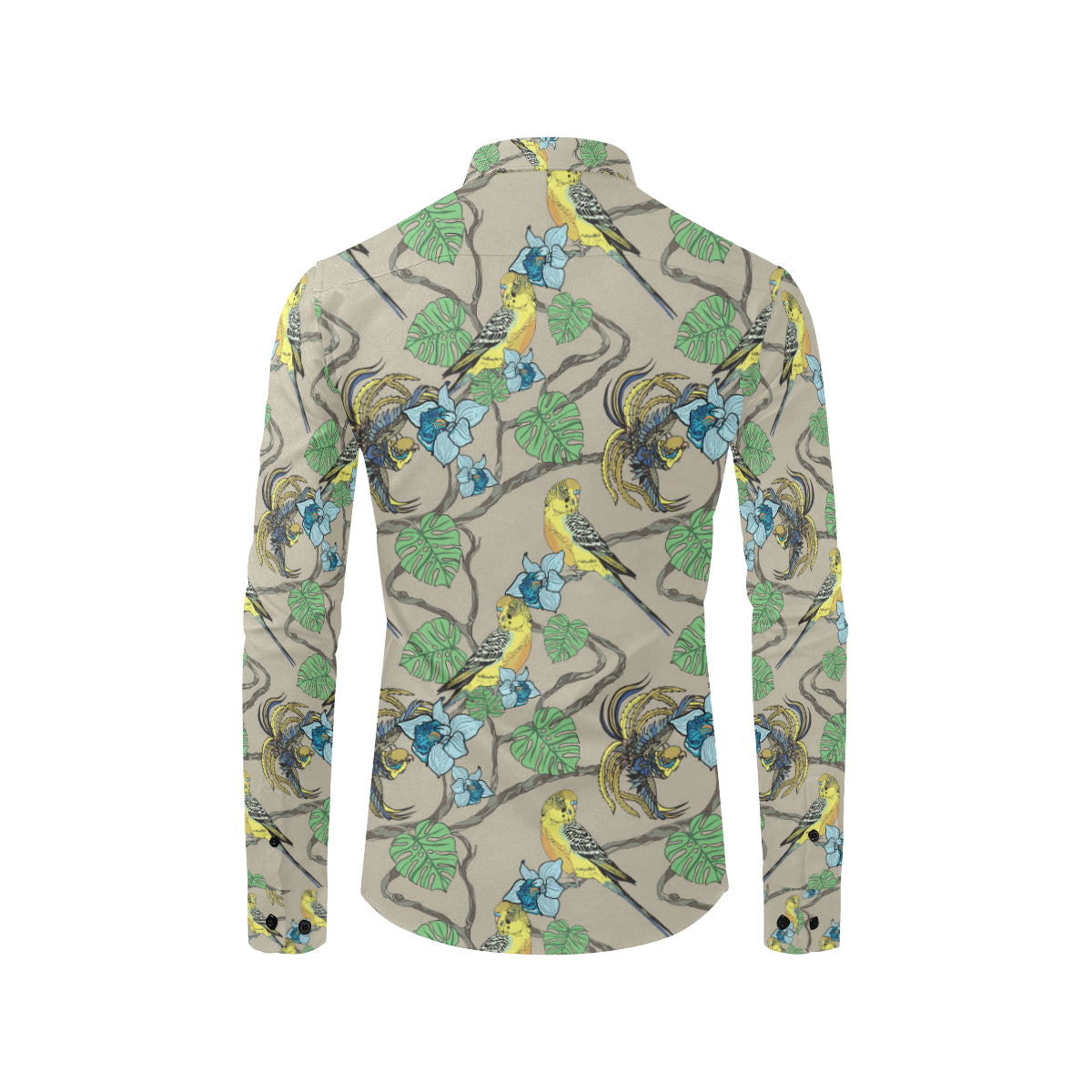 Parakeet Pattern Print Design A02 Men's Long Sleeve Shirt