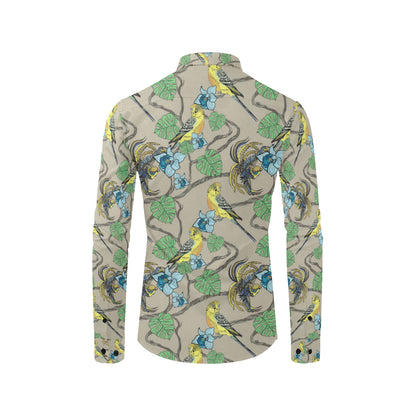 Parakeet Pattern Print Design A02 Men's Long Sleeve Shirt