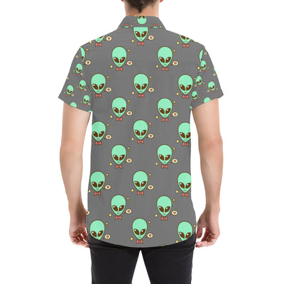 Alien Pattern Print Design 02 Men's Short Sleeve Button Up Shirt