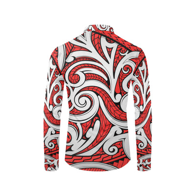 Maori Polynesian Themed Design Print Men's Long Sleeve Shirt