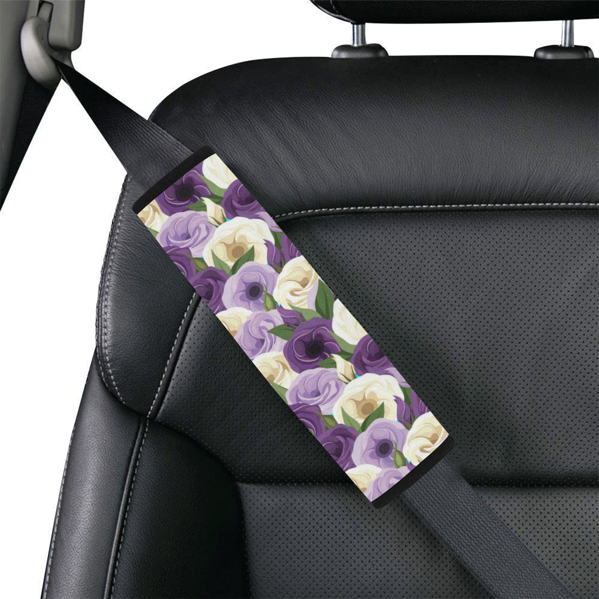 Lisianthus Pattern Print Design LT01 Car Seat Belt Cover