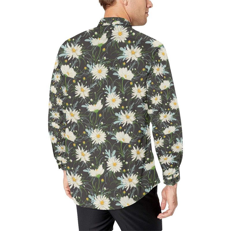 Daisy Pattern Print Design DS08 Men's Long Sleeve Shirt