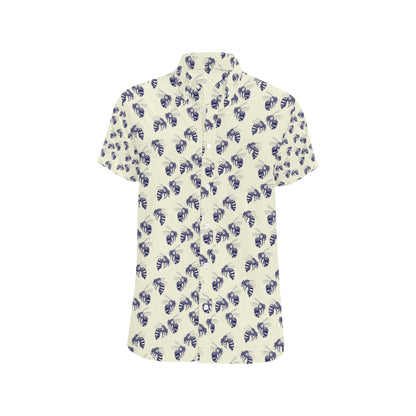 Bee Pattern Print Design 02 Men's Short Sleeve Button Up Shirt