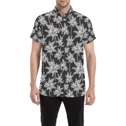 Palm Tree Pattern Print Design PT03 Men's Short Sleeve Button Up Shirt