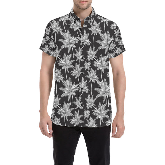 Palm Tree Pattern Print Design PT03 Men's Short Sleeve Button Up Shirt