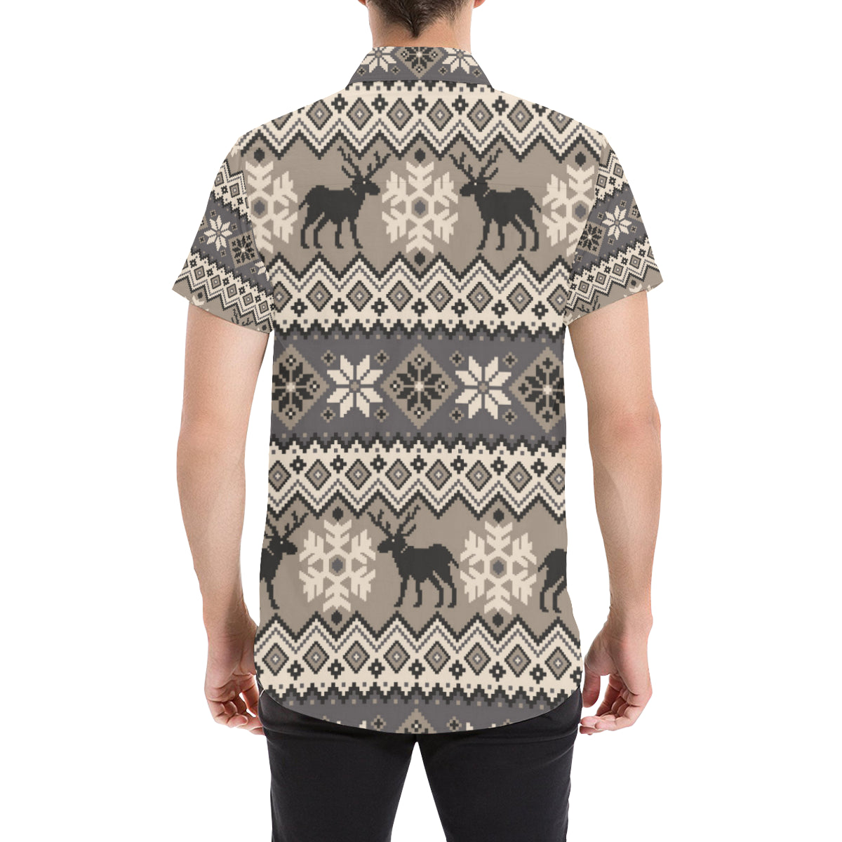 Nordic Pattern Print Design A01 Men's Short Sleeve Button Up Shirt
