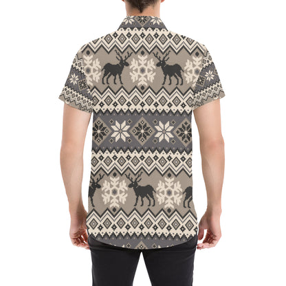 Nordic Pattern Print Design A01 Men's Short Sleeve Button Up Shirt