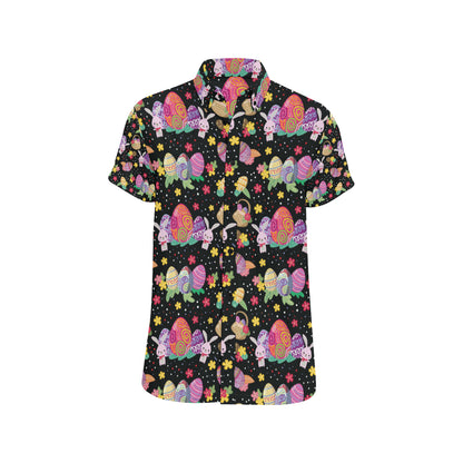 Easter Eggs Pattern Print Design RB06 Men's Short Sleeve Button Up Shirt