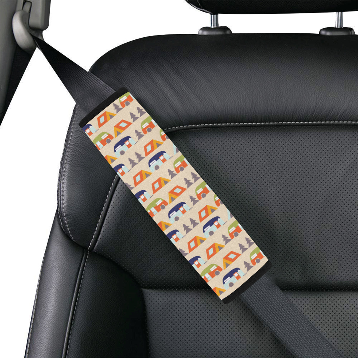 Camper Tent Pattern Print Design 03 Car Seat Belt Cover