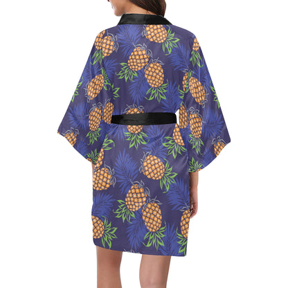 Pineapple Pattern Print Design PP02 Women Kimono Robe