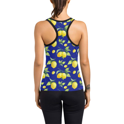 Lemon Pattern Print Design LM06 Women's Racerback Tank Top